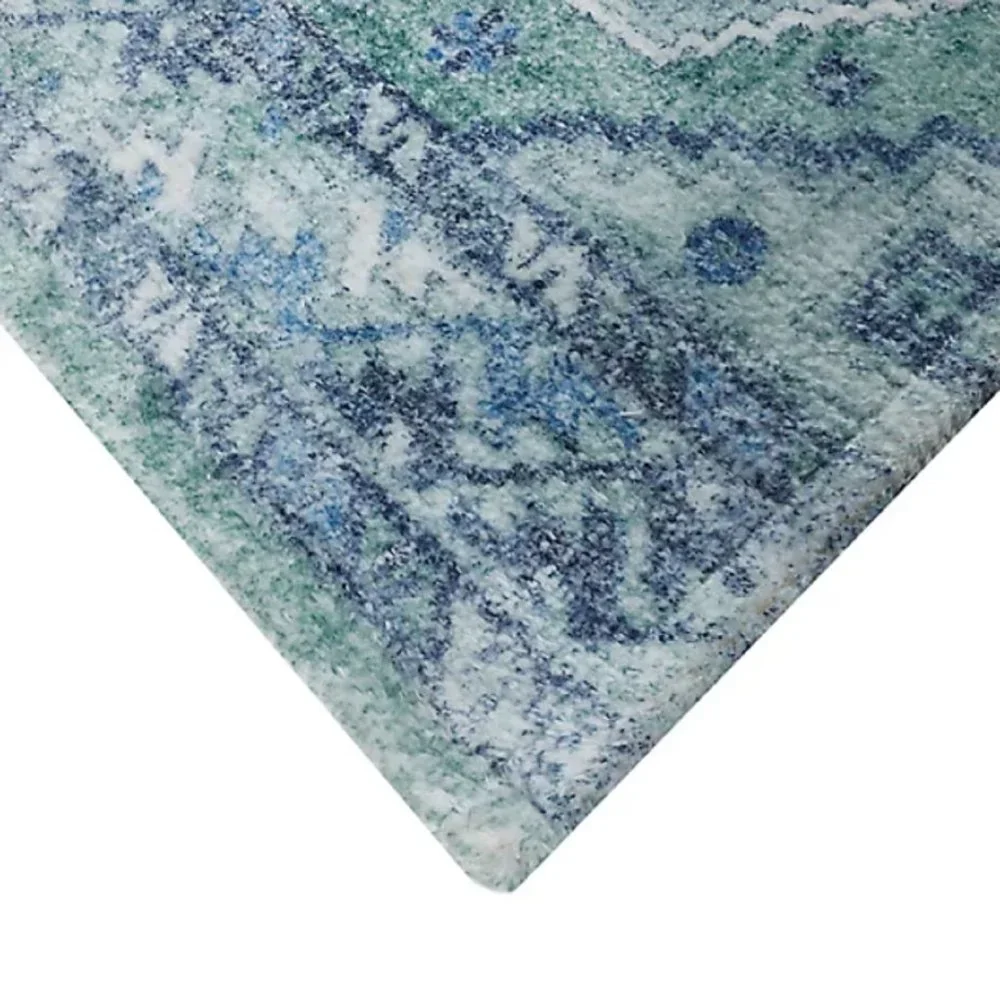 new Wild Sage Printed 20x33 inch Bathroom Rug in Aqua Blue Gray Green colors